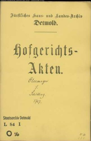 Obermeyer, Hermann zu Brüntrup gegen Schilling zu Brüntrup - Schuldforderung