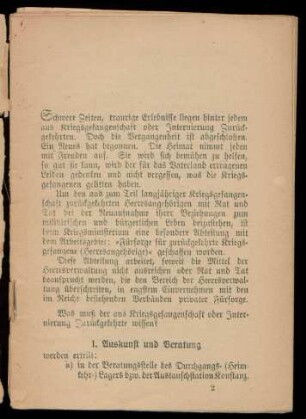 1. Auskunft und Beratung