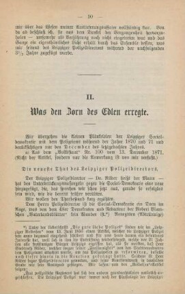 II. Was den Zorn des Edlen erregte