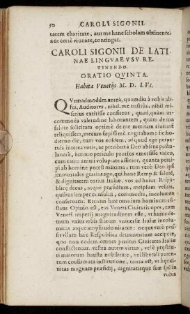 Oratio Quinta. - Oratio Septima.
