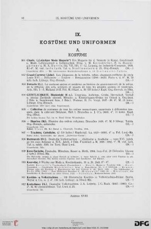 Kostüme und Uniformen (Nr. 801-872)