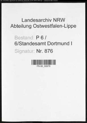 Sterberegister Standesamt Dortmund-Mitte I