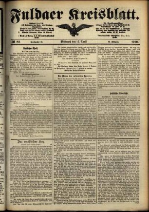 Ausgabe vom Mittwoch, den 13. April 1910.