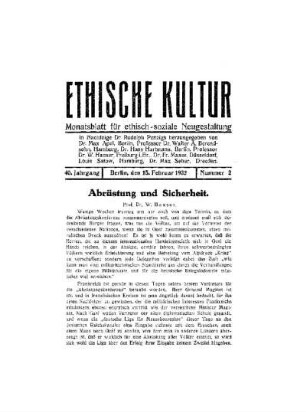 Abrüstung und Sicherheit