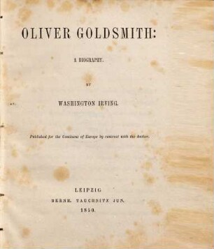 Oliver Goldsmith : a biography