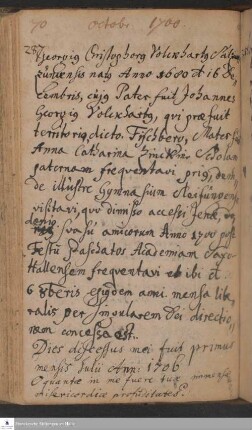 Lebenslauf von Georg Christoph Volckhart.