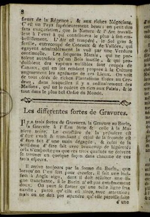 Les differentes sortes de Gravures.