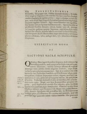 Exercitatio Nona. De Lectione Sacrae Scripturae.