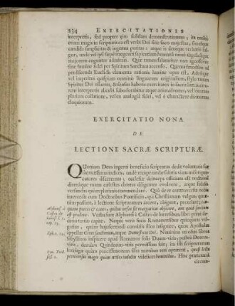 Exercitatio Nona. De Lectione Sacrae Scripturae.