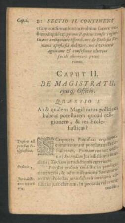 Caput II. De Magistratu, eiusque Officio.