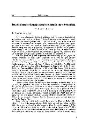 Grundsätzliches zur Neugestaltung des Lesebuchs in der Volksschule