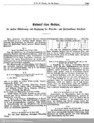 Entwurf eines Gesetzes, die weitere Abänderung und Ergänzung der Gewerbe- und Personalsteuer betreffend