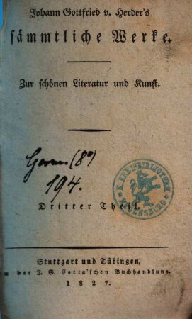 Johann Gottfried v. Herder's Gedichte. 1