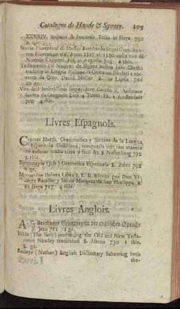 Livres Anglois. - Livres Hollandois. - Livres Danois.