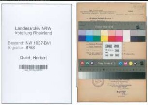 Entnazifizierung Herbert Quick , geb. 02.10.1896 (Monteur)