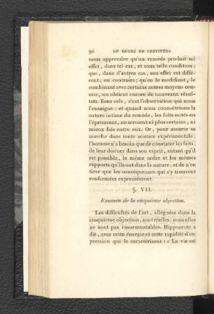 §. VII. Examen de la cinquième objection.