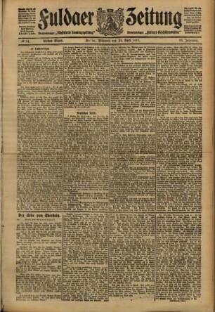 Erste Ausgabe vom Mittwoch, den 26. April 1911.