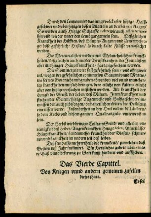 Das Vierde Capittel. Von Kriegen unnd andern gemeinen zufellen dieses jhars.
