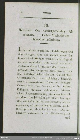 III. Resultate des vorhergehenden Abschnitts