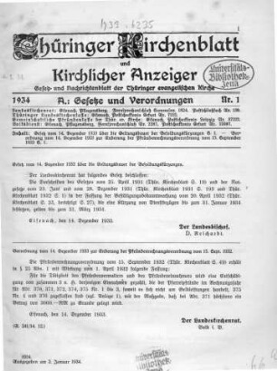 Nr. 1 : 2. Januar 1934