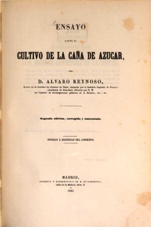 Ensayo sobre el cultivo de la caña de azucar