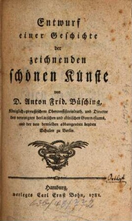 Entwurf einer Geschichte der zeichnenden schönen Künste