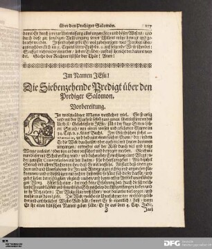 Die Siebenzehende Predigt über den Prediger Salomon.