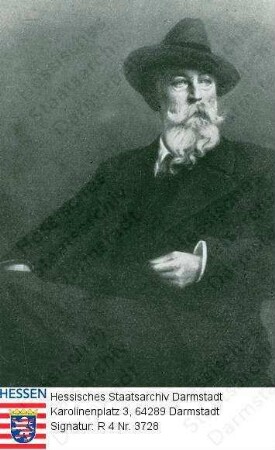 Begas, Reinhold, Prof. (1831-1911) / Porträt, linksgewandt und -blickend, Kniestück