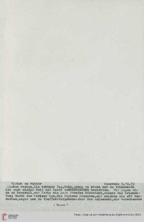 Briefe von und an Ulrich und Ulrike von Wilamowitz-Moellendorff ("2. Abschrift"): Brief von Ulrich von Wilamowitz-Moellendorff an Arnold von Wilamowitz-Moellendorff und Ulrike von Wilamowitz-Moellendorff
