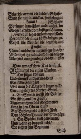 VIII. Das umgekehrte Kartenspiel