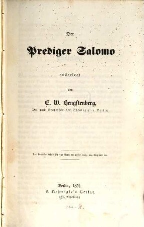 Der Prediger Salomo