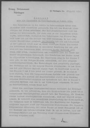 Unterensingen: Inspektionsbericht 1950