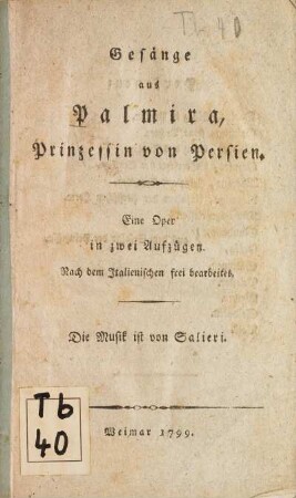 Gesänge aus Palmira, Prinzessin von Persien