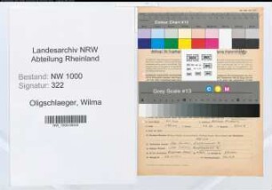Entnazifizierung Wilma Oligschlaeger, geb. 23.12.1921 ()