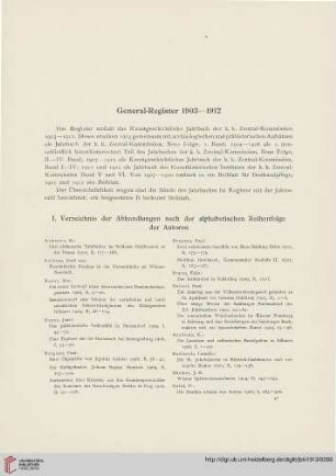Beilage zum Beiblatt: Geberal-Register 1903-1912