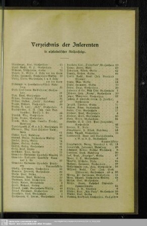 Verzeichnis der Inserenten