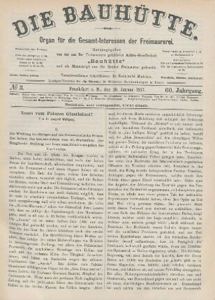 No. 3. Frankfurt a.M., den 20. Januar 1917. 60. Jahrgang.