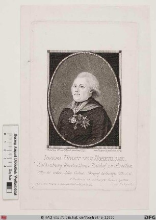 Bildnis Joseph Christian (Fürst zu Hohenlohe-Waldenburg-Bartenstein), Fürstbischof von Breslau
