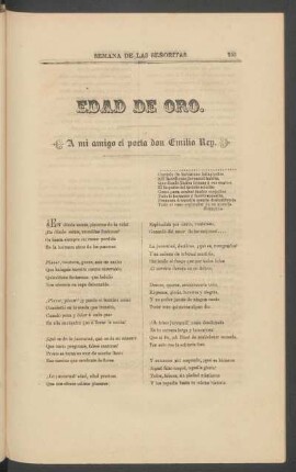 Edad de oro. : A mi amigo el poeta don Emilio Rey.