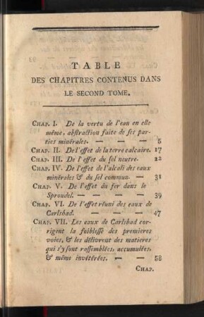 Table Des Chapitres Contenus Dans Le Second Tome