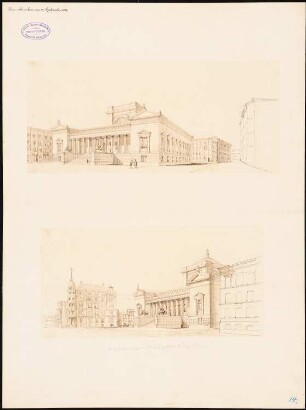 Provinzialmuseum, Breslau: Perspektivische Ansicht, 2 Zeichnungen