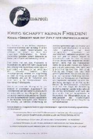 Protestflugblatt gegen den NATO-Angriff auf Jugoslawien