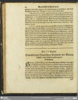 Das VII. Capittel. Vom widrigen Bäpstischen Versandt der Worten Christi, unnd derselben gedrungener Außlegung