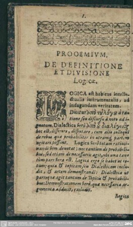 Prooemium. De Definitione Et Divisione Logicae