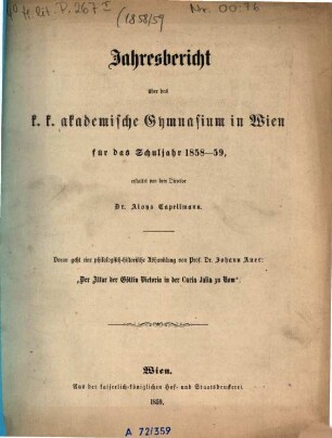 Jahresbericht, 1858/59