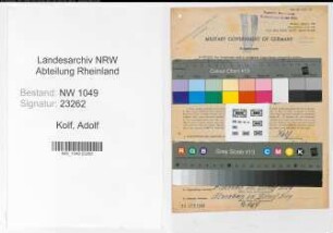 Entnazifizierung Adolf Kolf , geb. 06.03.1896 (Rangierer)