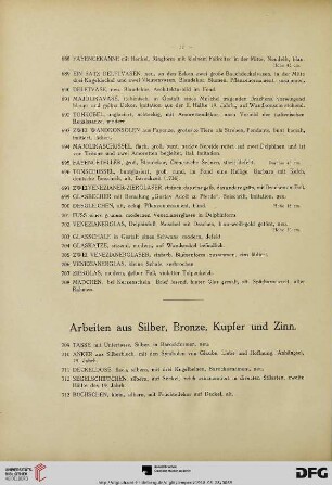 Arbeiten aus Silber, Bronze, Kupfer und Zinn (Nr. 709- 760)