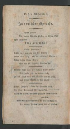 Erster Abschnitt. In teutscher Sprache