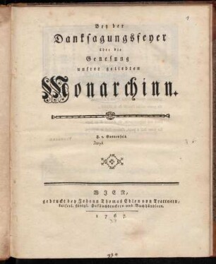 Ode auf die Genesung Marien Theresiens
