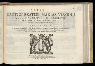 Cantici Beatiss. Mariae Virginis ... Pars secunda. Altus